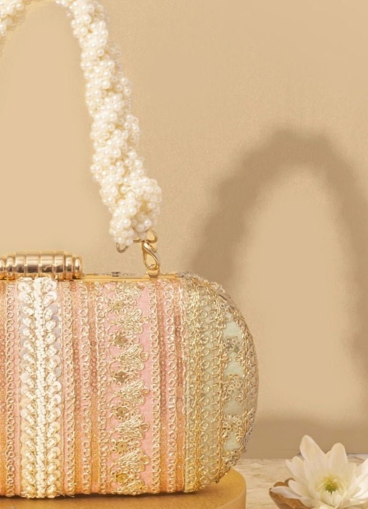 Pastel Pink Embellished Clutch AMYRA - Fabilicious Fashion