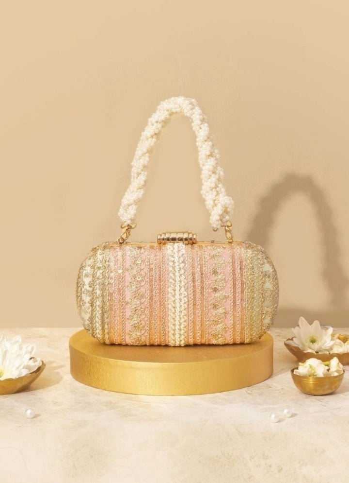 Pastel Pink Embellished Clutch AMYRA - Fabilicious Fashion