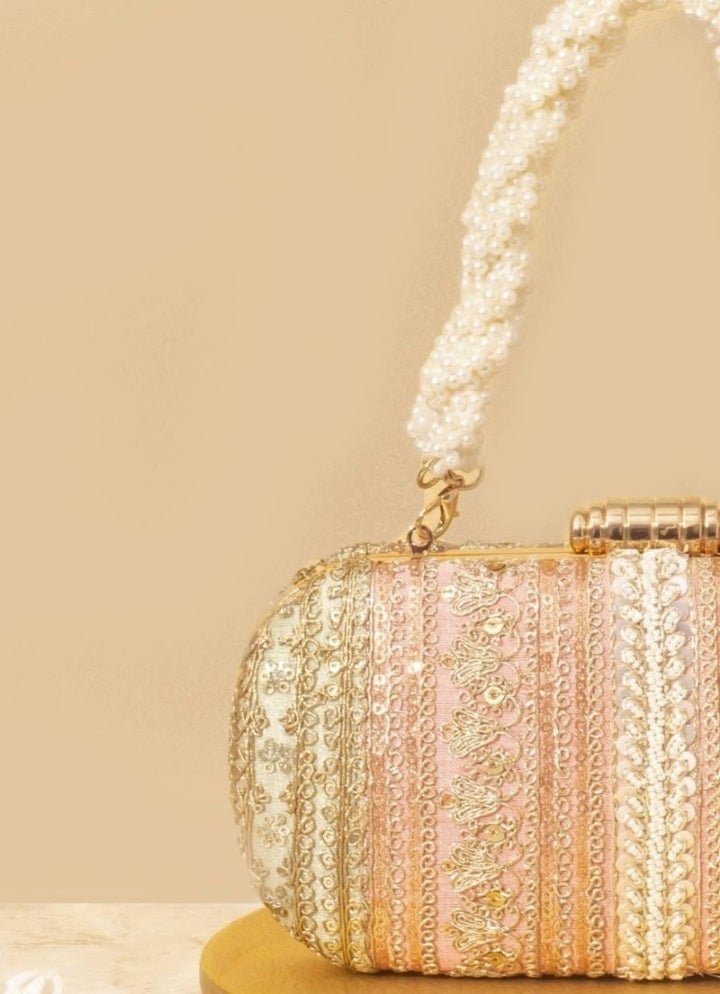 Pastel Pink Embellished Clutch AMYRA - Fabilicious Fashion