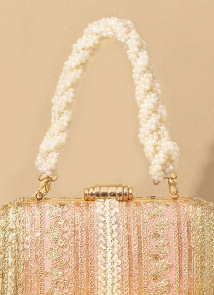 Pastel Pink Embellished Clutch AMYRA - Fabilicious Fashion