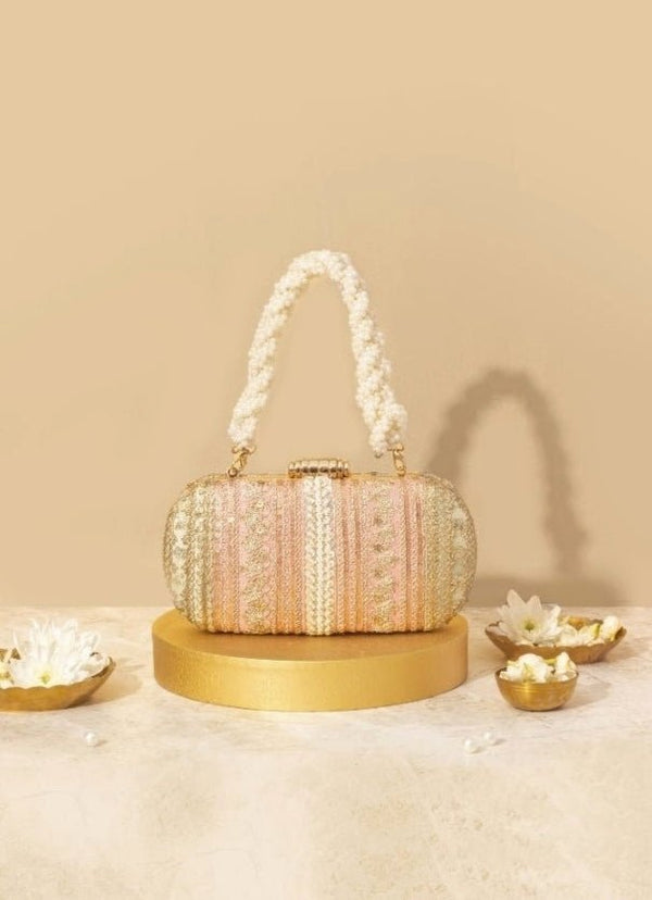 Pastel Pink Embellished Clutch