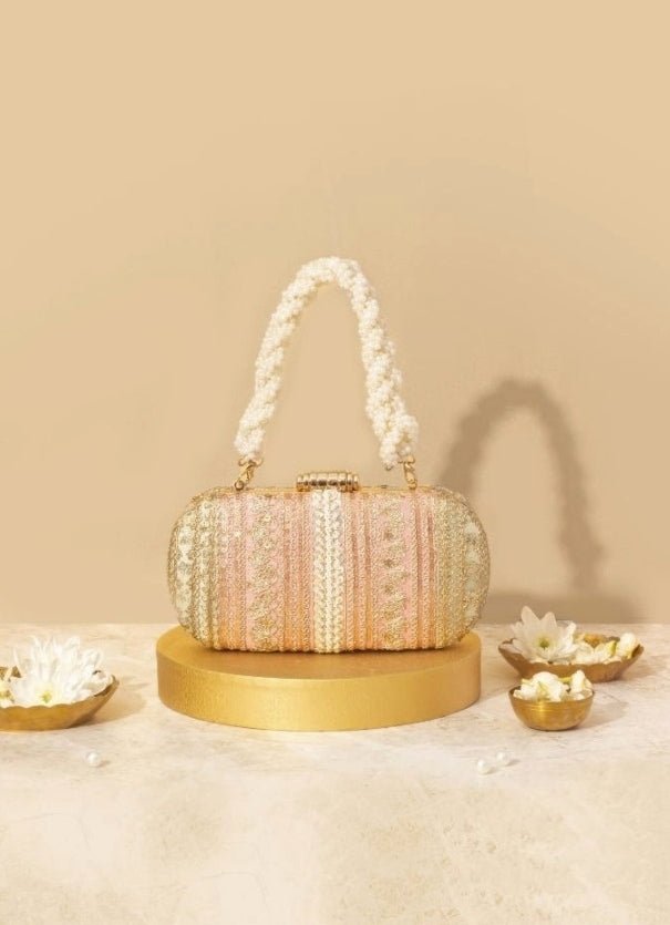 Pastel Pink Embellished Clutch AMYRA - Fabilicious Fashion