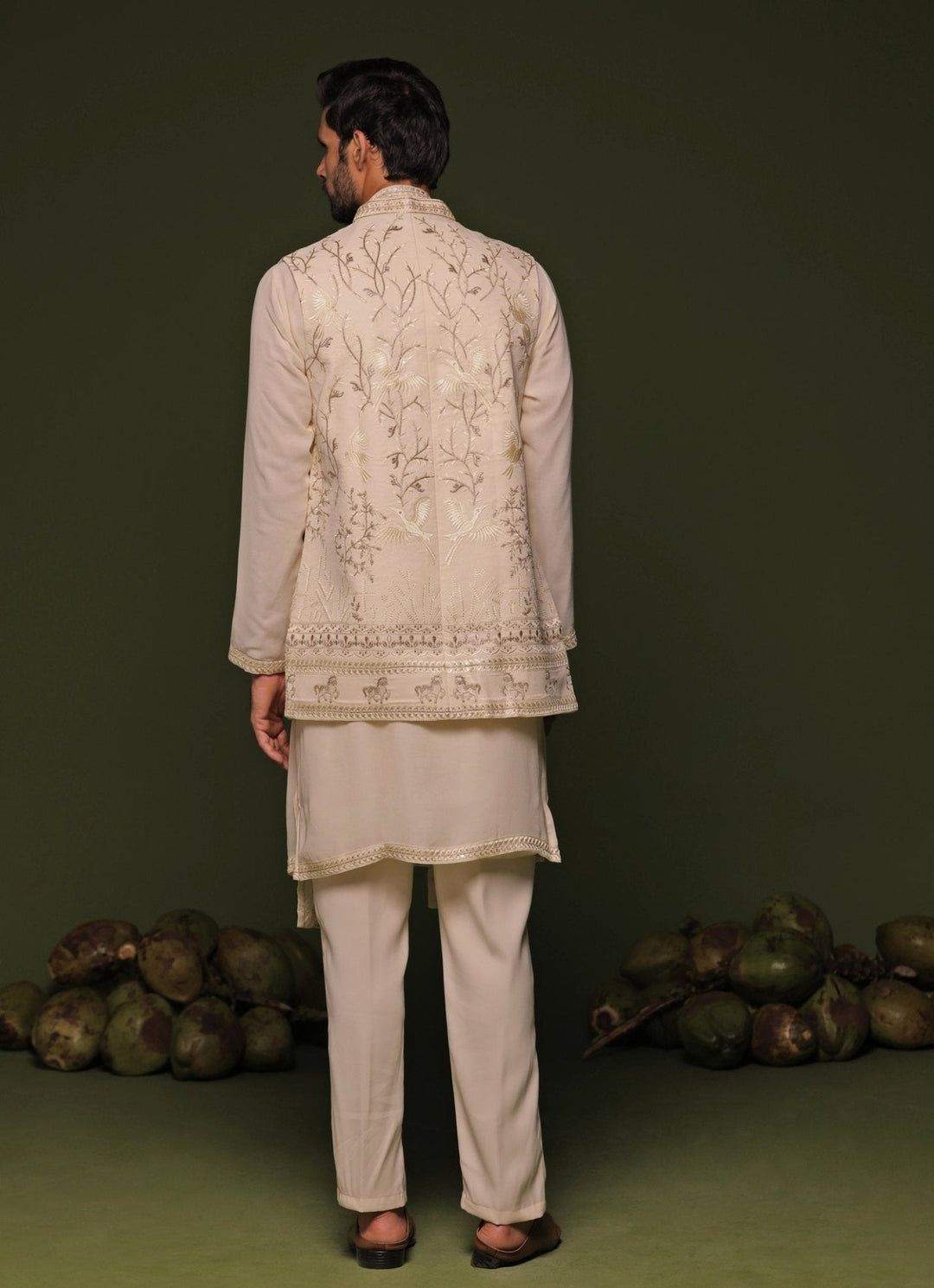 Pastel Pink Embroidered Georgette Kurta Jacket Set Kalpraag - Fabilicious Fashion