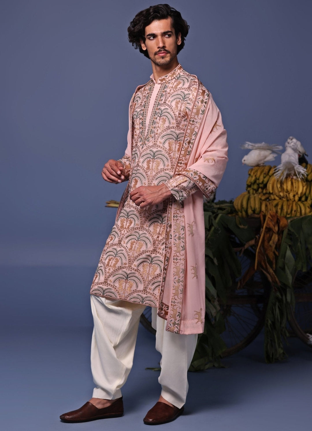 Pastel Pink Embroidered Georgette Kurta Patiala Set Kalpraag - Fabilicious Fashion