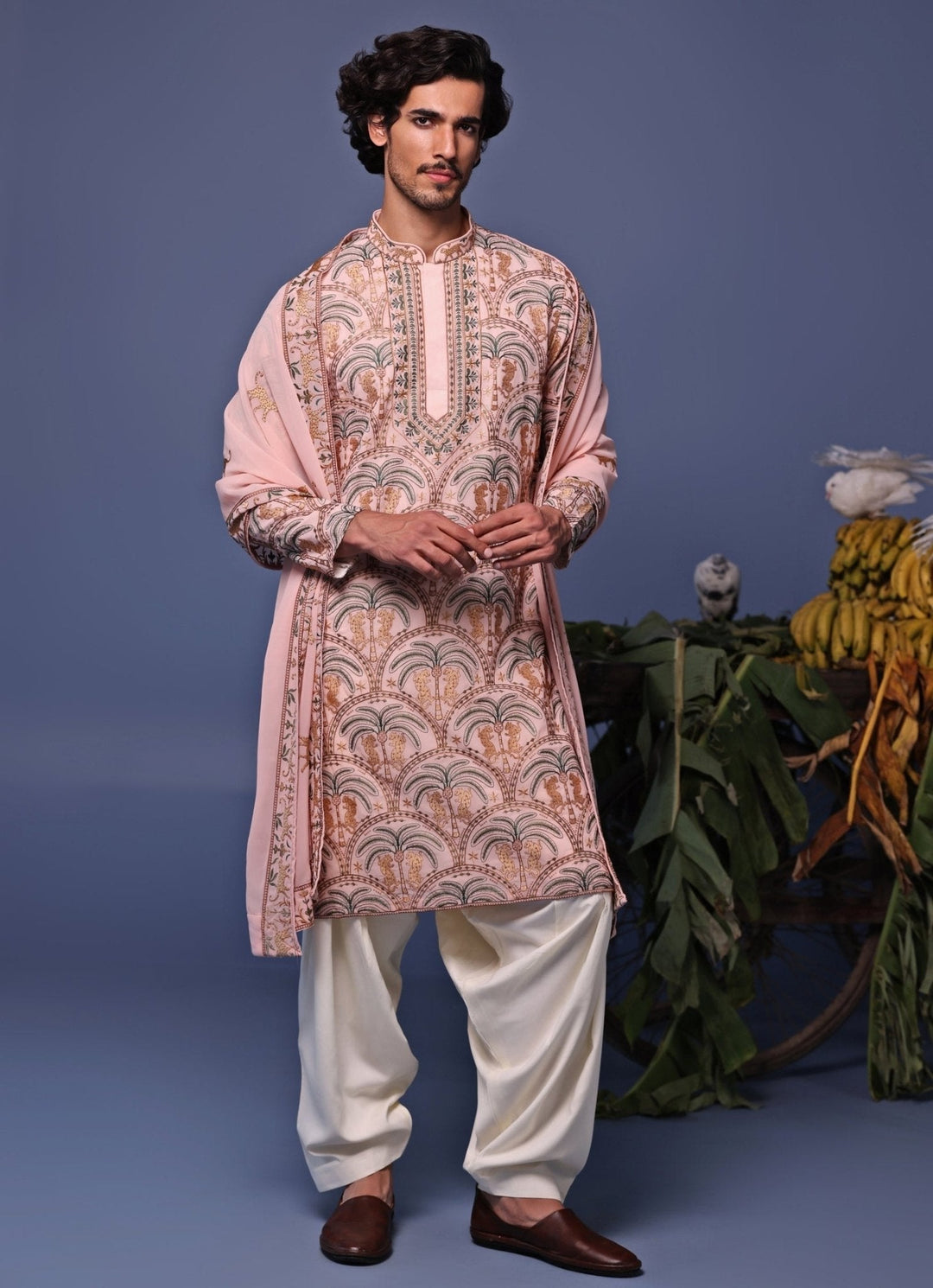 Pastel Pink Embroidered Georgette Kurta Patiala Set Kalpraag - Fabilicious Fashion