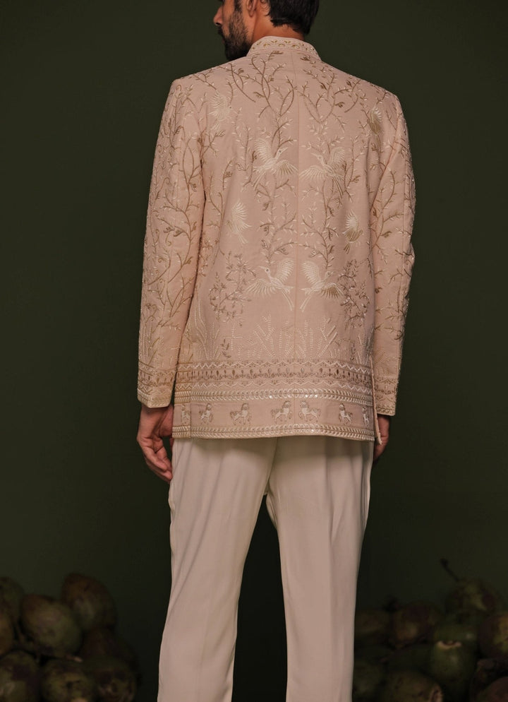 Pastel Pink Embroidered Jodhpuri Jacket Set Kalpraag - Fabilicious Fashion