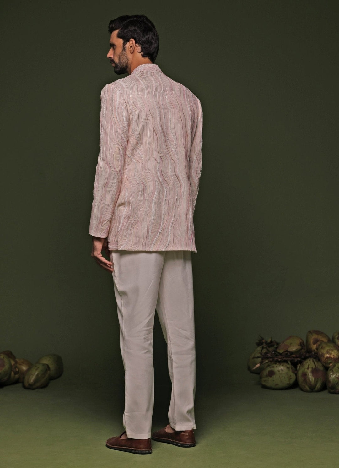 Pastel Pink Embroidered Jodhpuri Pant Set Kalpraag - Fabilicious Fashion