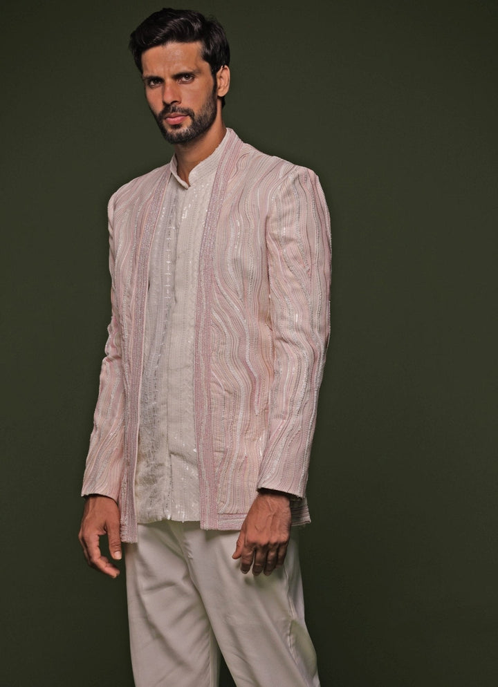 Pastel Pink Embroidered Jodhpuri Pant Set Kalpraag - Fabilicious Fashion