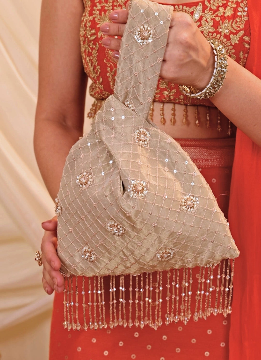 Amyra Pastel Pink Embroidered Knot BagFabilicious Fashion
