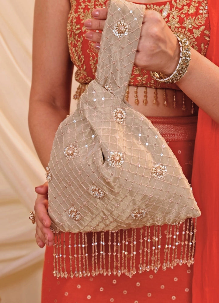 Amyra Pastel Pink Embroidered Knot BagFabilicious Fashion