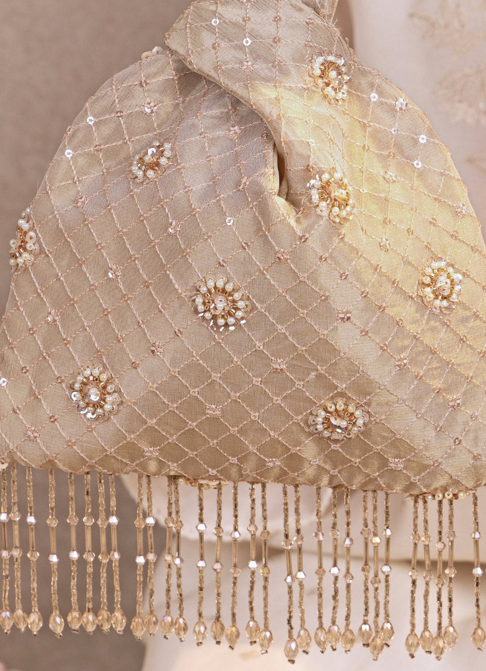 Amyra Pastel Pink Embroidered Knot BagFabilicious Fashion