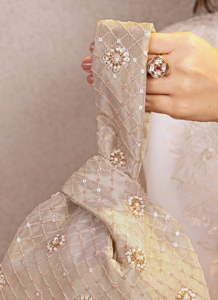 Amyra Pastel Pink Embroidered Knot BagFabilicious Fashion