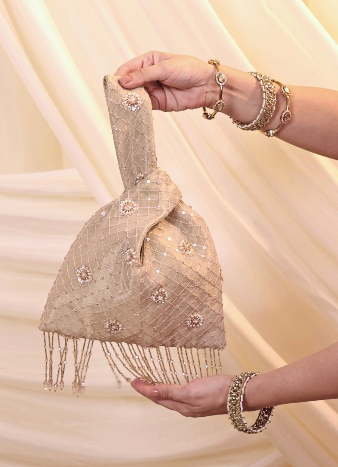 Amyra Pastel Pink Embroidered Knot BagFabilicious Fashion