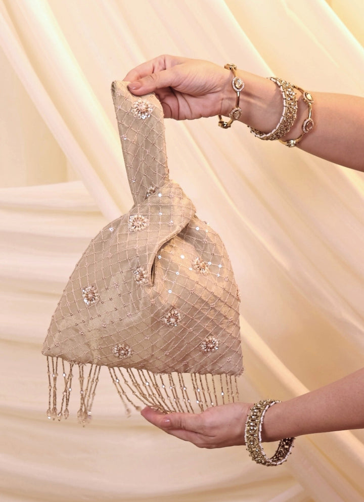 Amyra Pastel Pink Embroidered Knot BagFabilicious Fashion