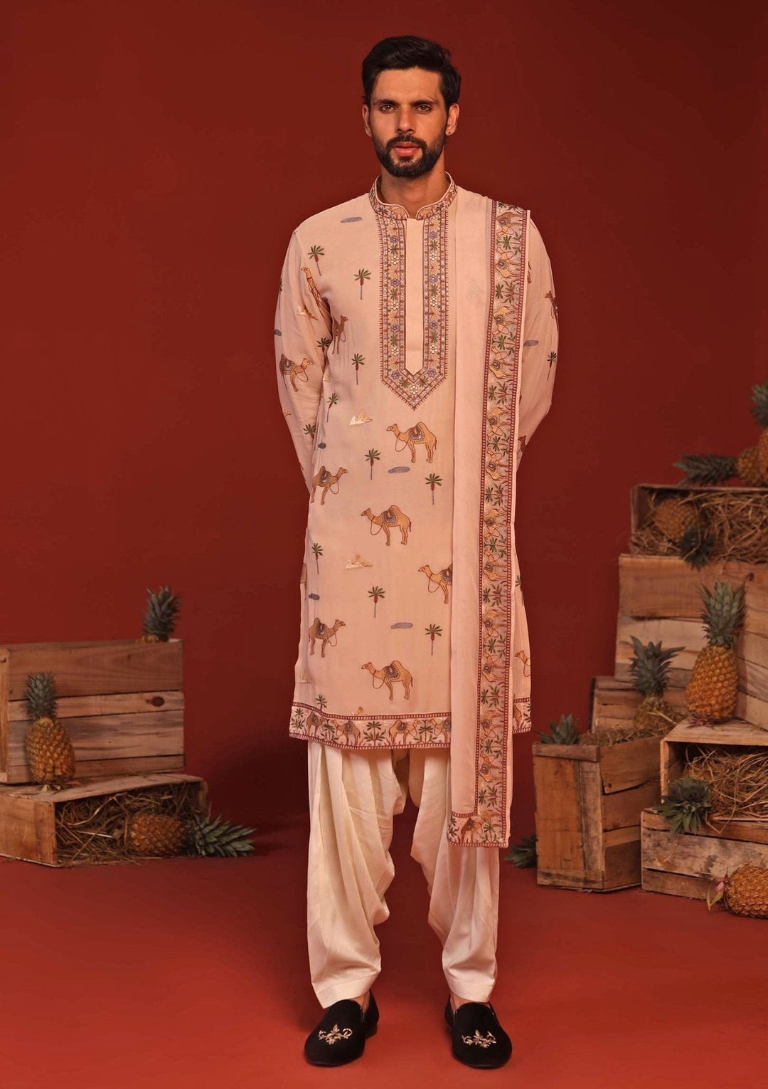 Pastel Pink Embroidered Kurta Patiala Pant Set Kalpraag - Fabilicious Fashion
