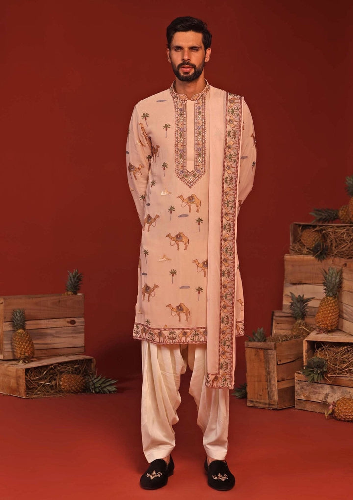 Pastel Pink Embroidered Kurta Patiala Pant Set Kalpraag - Fabilicious Fashion