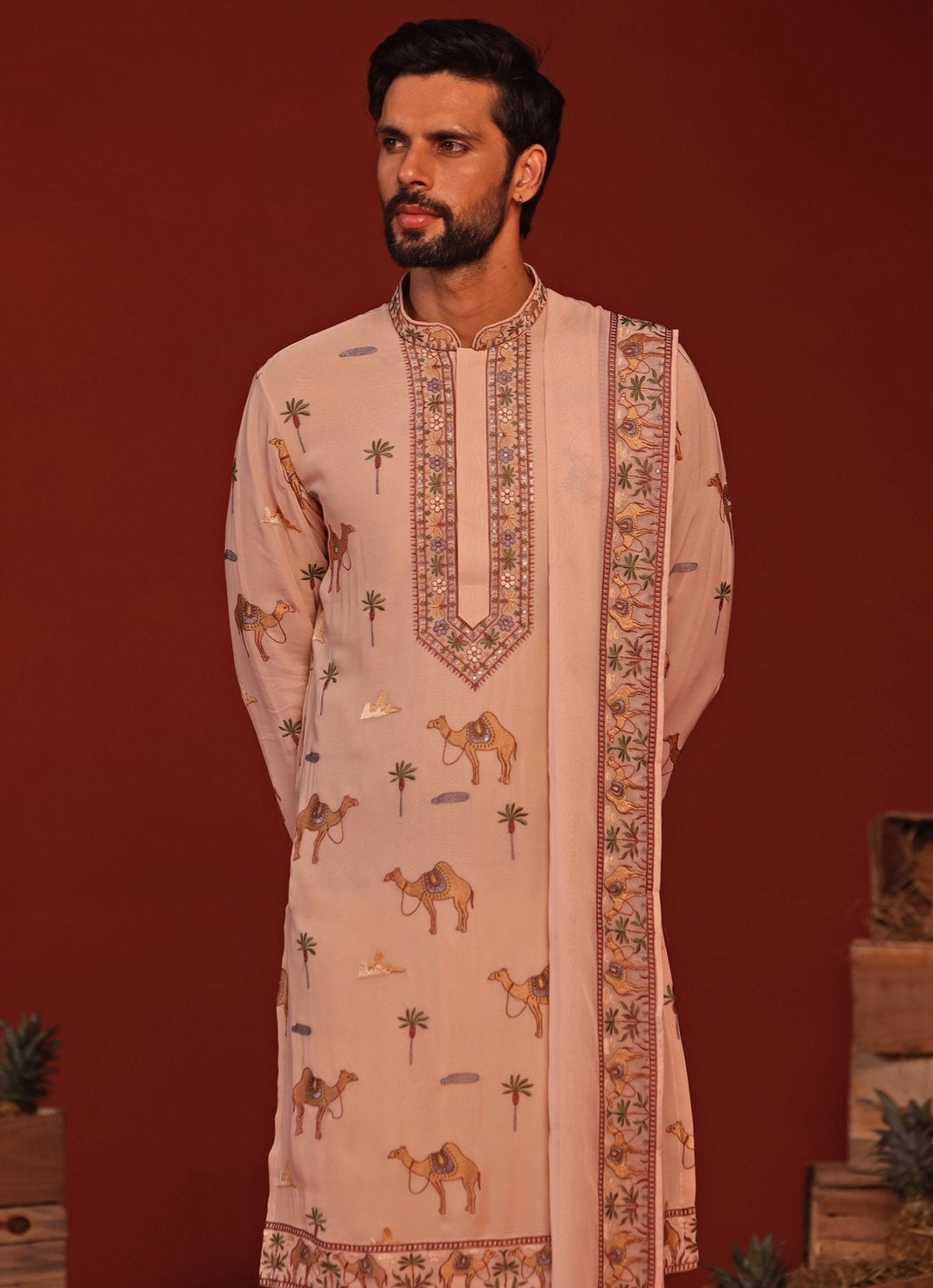 Pastel Pink Embroidered Kurta Patiala Pant Set Kalpraag - Fabilicious Fashion