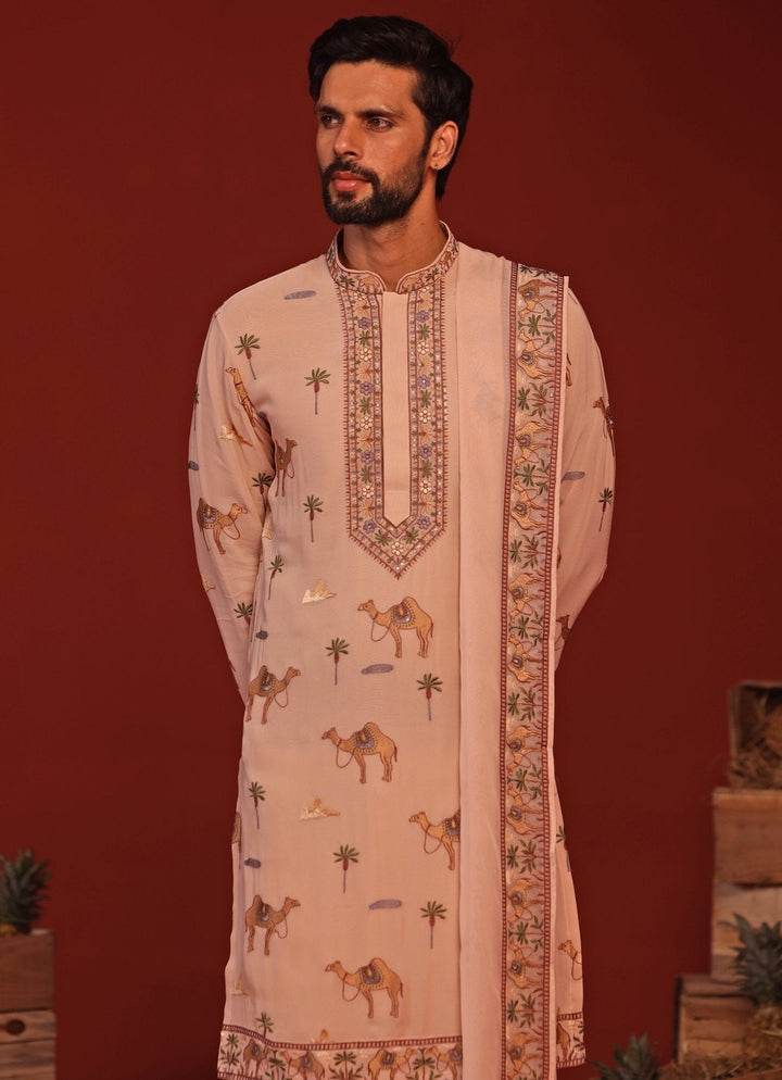 Pastel Pink Embroidered Kurta Patiala Pant Set Kalpraag - Fabilicious Fashion