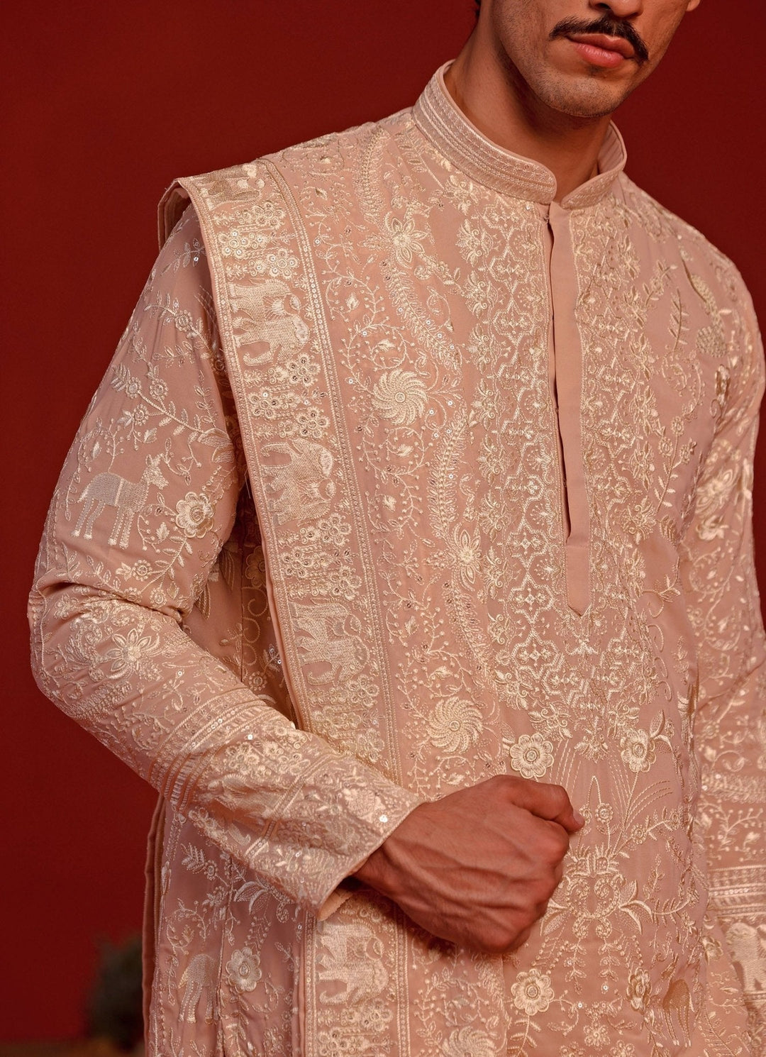 Pastel Pink Embroidered Kurta Patiala Pant Set Kalpraag - Fabilicious Fashion