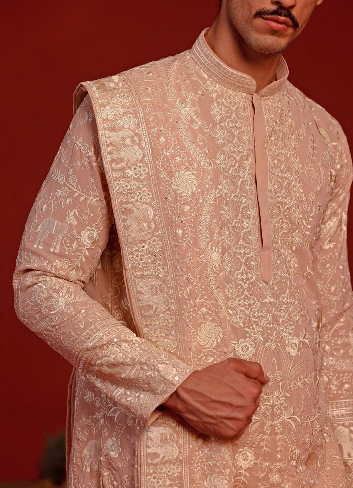 Pastel Pink Embroidered Kurta Patiala Pant Set Kalpraag - Fabilicious Fashion