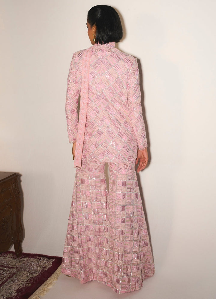 Pastel Pink Embroidered Kurta Sharara Set Mani Bhatia - Fabilicious Fashion