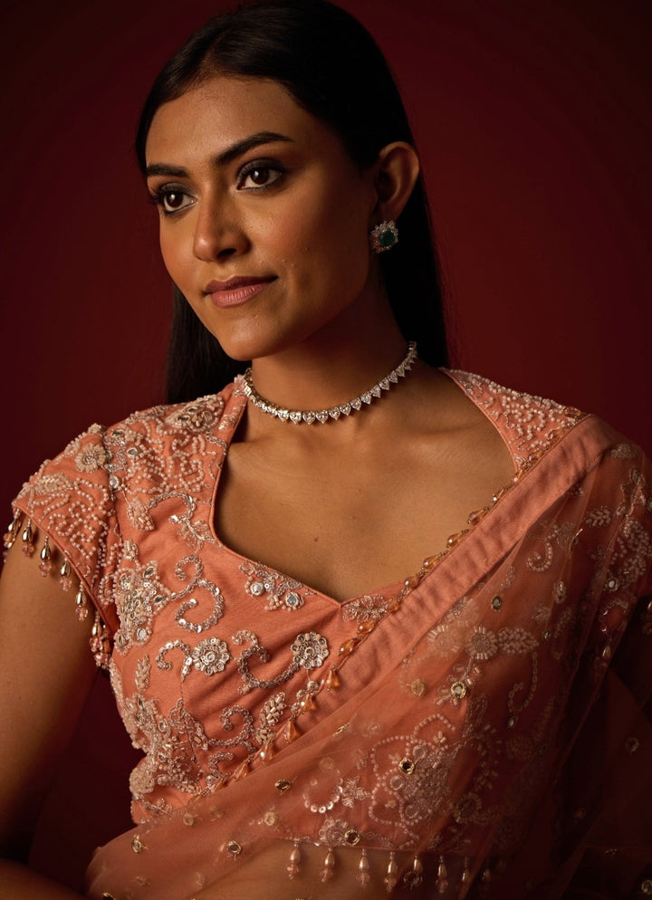 Pastel Pink Embroidered Soft Net Saree Twenty Nine - Fabilicious Fashion