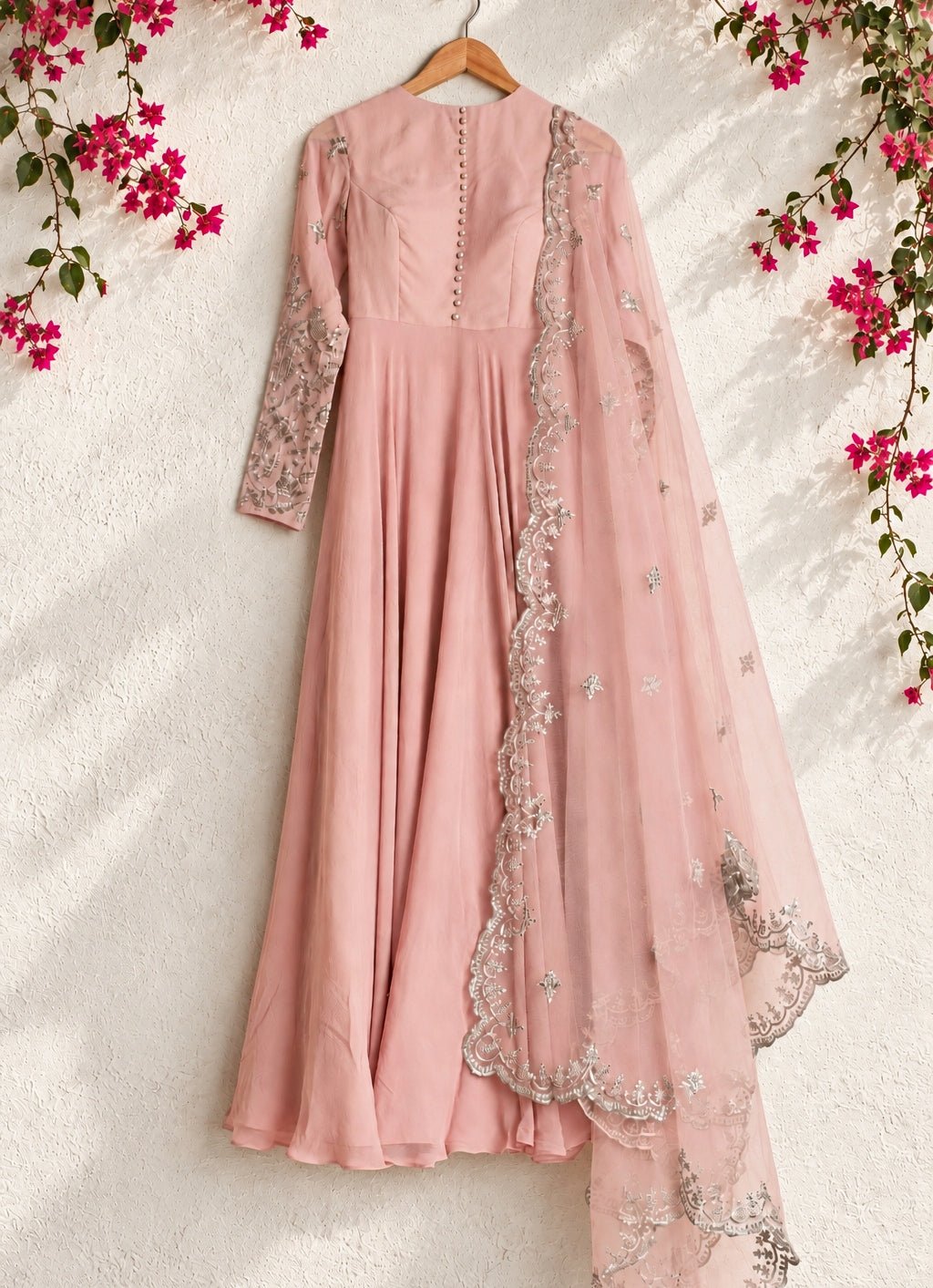 Anisha Shetty Pastel Pink Georgette Anarkali SetFabilicious Fashion