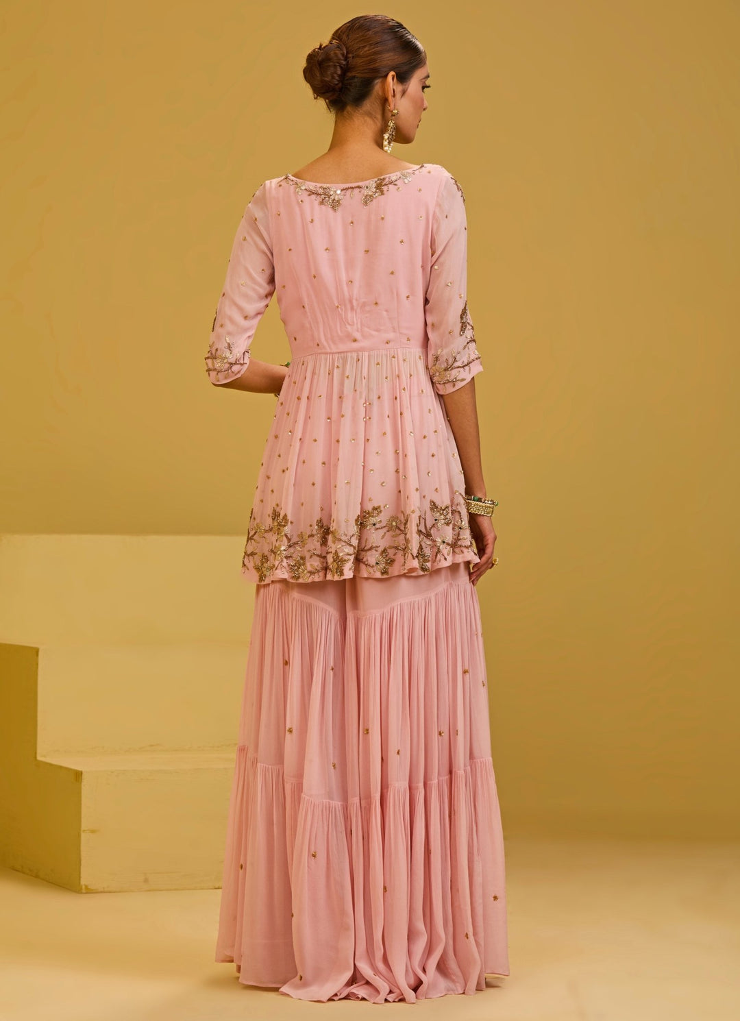 Esha Koul Pastel Pink Georgette Kurta Sharara SetFabilicious Fashion