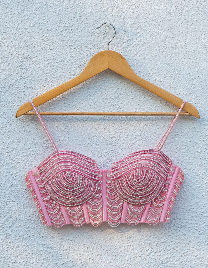 Pastel Pink Georgette Sharara With Pearl Blouse Anisha Shetty - Fabilicious Fashion