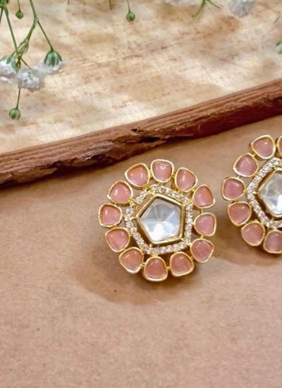 Naymee Pastel Pink Kundan And Polki StudFabilicious Fashion