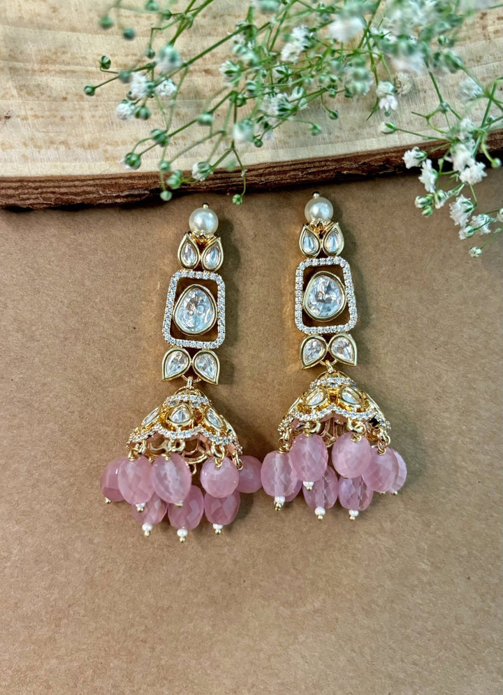 Naymee Pastel Pink Kundan JhumkaFabilicious Fashion