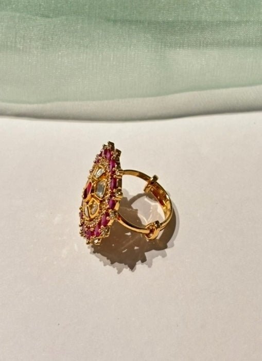 Naymee Pastel Pink Kundan RingFabilicious Fashion