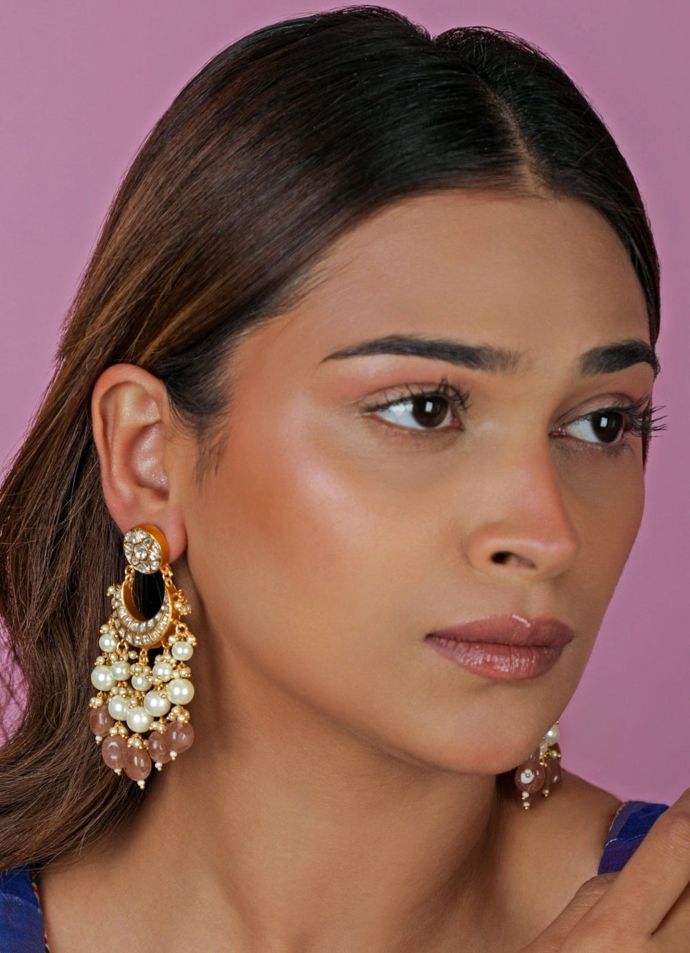 Pastel Pink Matte Gold Choker Set Riana Jewellery - Fabilicious Fashion