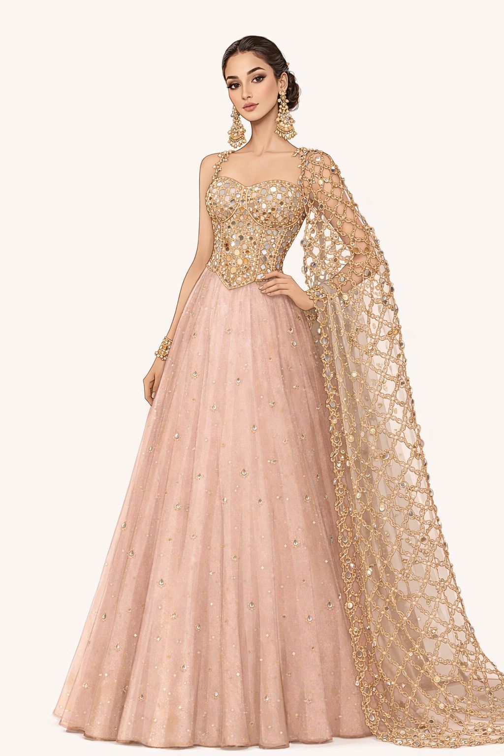 Pastel Pink Organza Lehenga Set with Corset Blouse Anisha Shetty - Fabilicious Fashion