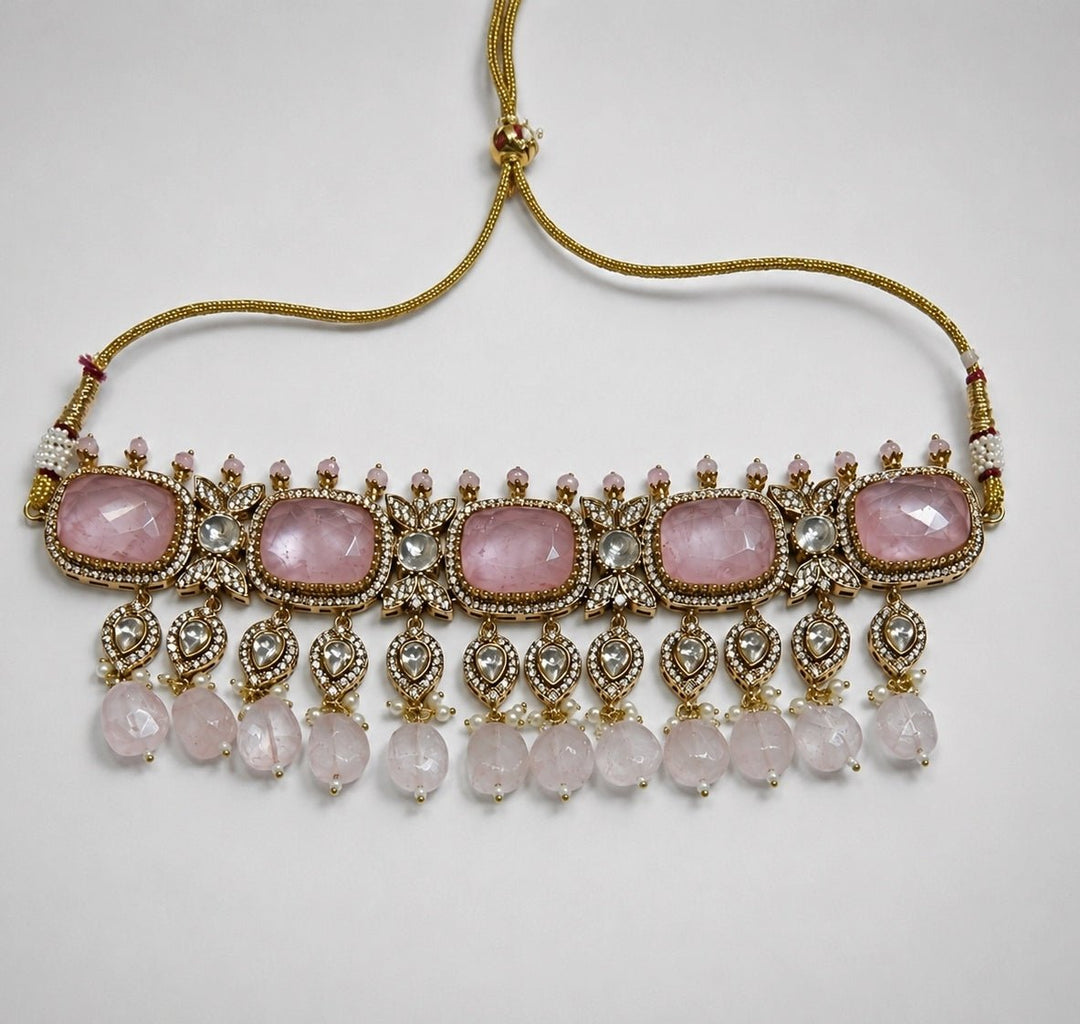 Vivinia by Vidhi Mehra Pastel Pink Polki Choker SetFabilicious Fashion