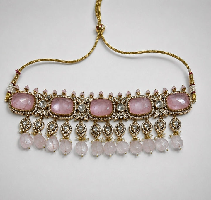 Vivinia by Vidhi Mehra Pastel Pink Polki Choker SetFabilicious Fashion