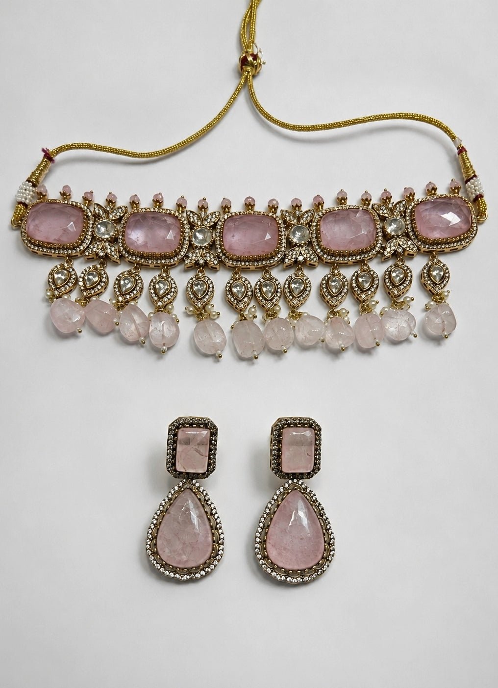 Vivinia by Vidhi Mehra Pastel Pink Polki Choker SetFabilicious Fashion
