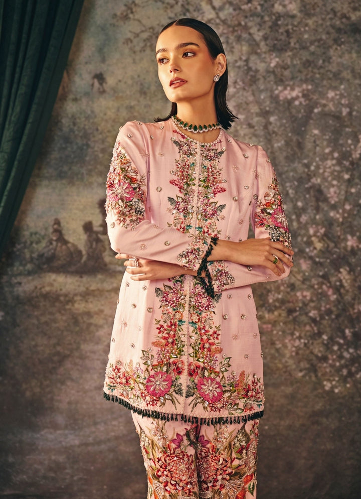 Pastel Pink Satin Kurta Palazzo Set Mani Bhatia - Fabilicious Fashion