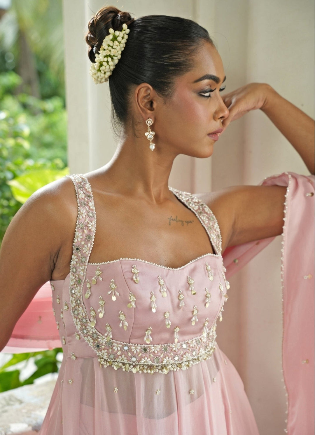 Pastel Pink Silk Anarkali Set With Sharara Enamour by Radha - Fabilicious Fashion