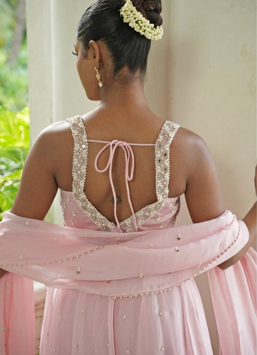 Pastel Pink Silk Anarkali Set With Sharara Enamour by Radha - Fabilicious Fashion