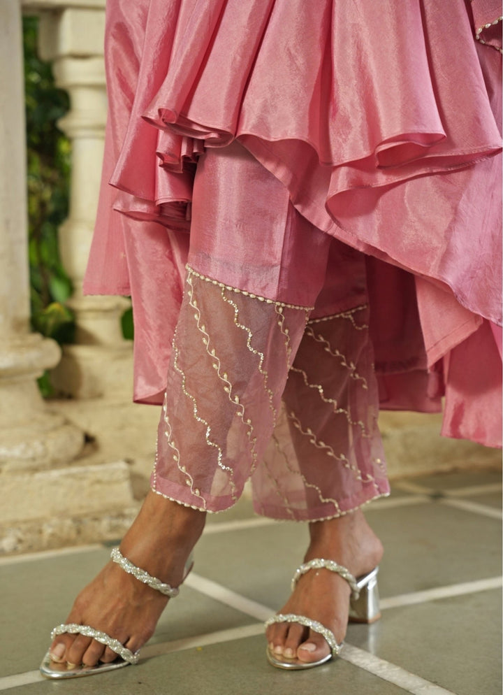 Pastel Pink Silk Anarkali Set Enamour by Radha - Fabilicious Fashion