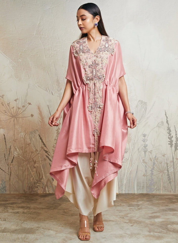 Prisho Pastel Pink Silk Kaftan Pants SetFabilicious Fashion
