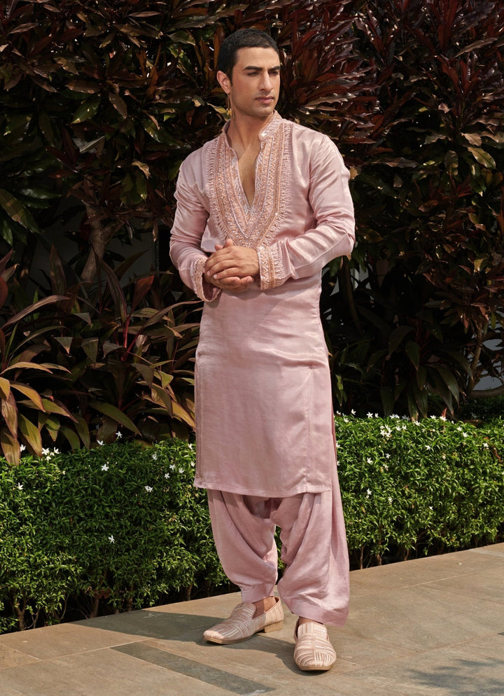 Pastel Pink Silk Kurta Salwar Set Jigar and Nikita - Fabilicious Fashion