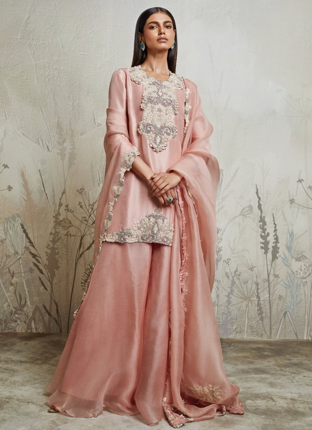 Prisho Pastel Pink Silk Kurta Sharara SetFabilicious Fashion
