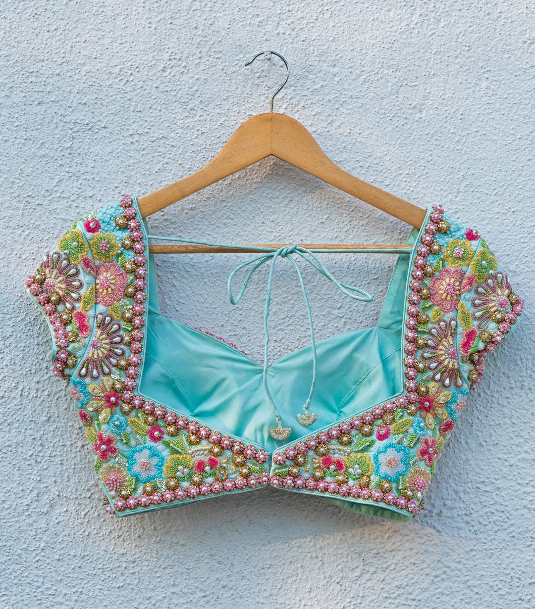 Pastel Pink Silk Lehenga With Blue Blouse Anisha Shetty - Fabilicious Fashion