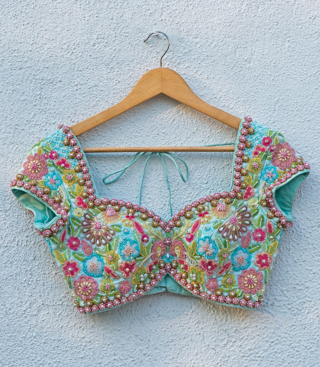 Pastel Pink Silk Lehenga With Blue Blouse Anisha Shetty - Fabilicious Fashion