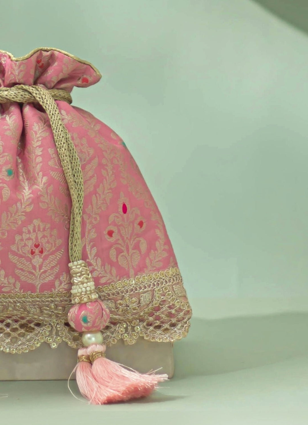Pastel Pink Silk Potli AMYRA - Fabilicious Fashion