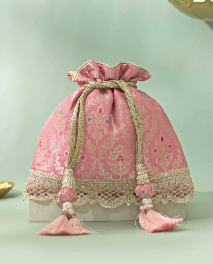 Pastel Pink Silk Potli AMYRA - Fabilicious Fashion