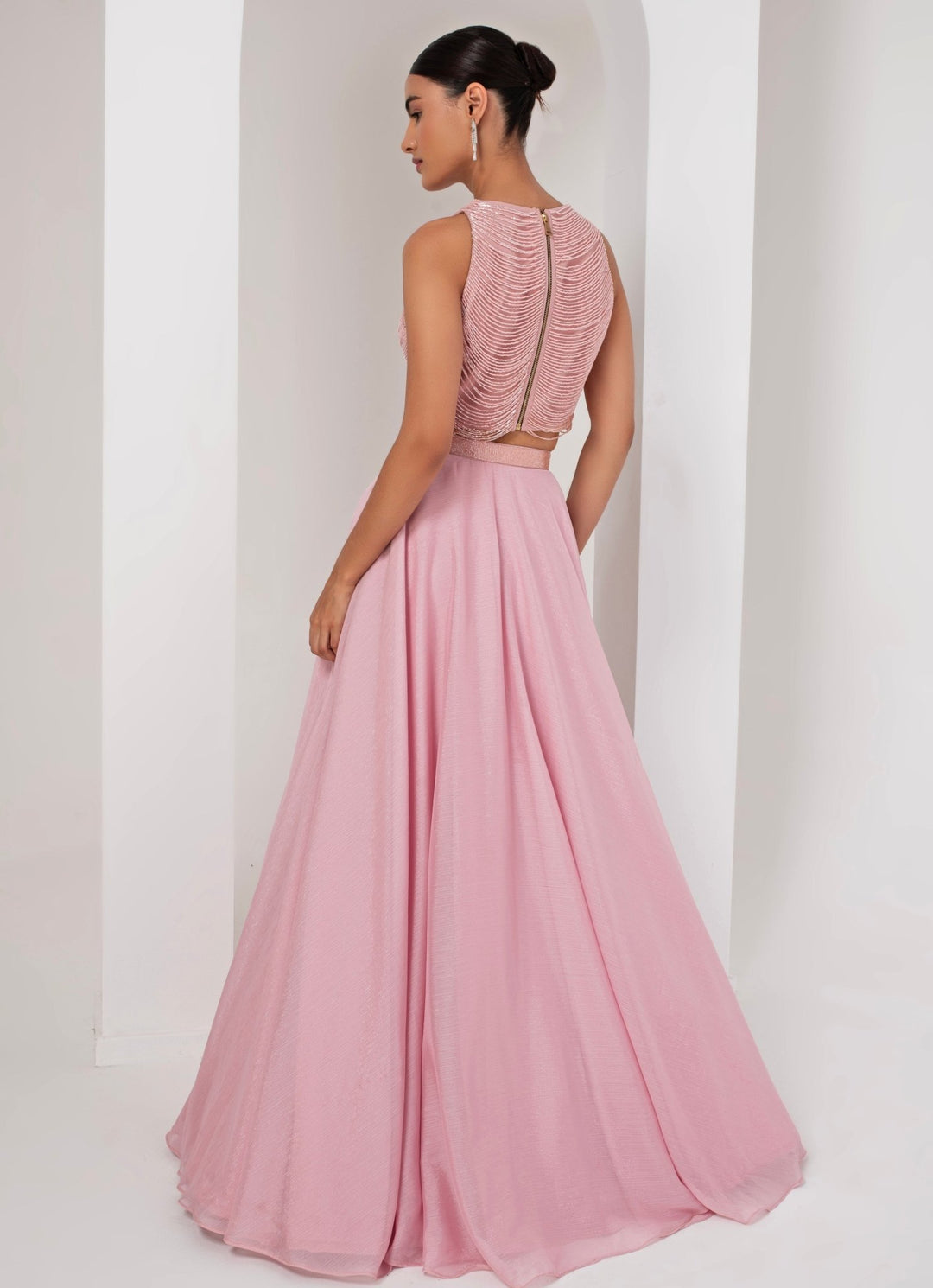 Pastel Pink Skirt and Nalki Blouse Akara - Fabilicious Fashion