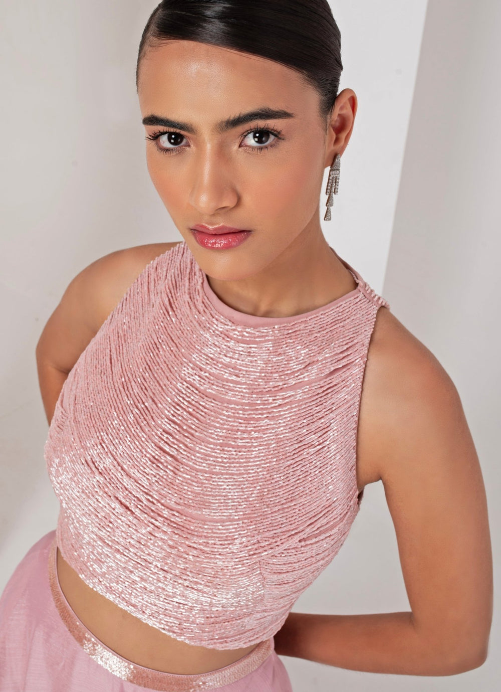 Pastel Pink Skirt and Nalki Blouse Akara - Fabilicious Fashion